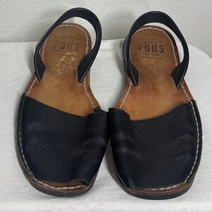 Pons Black Leather Slingback Sandals for Women